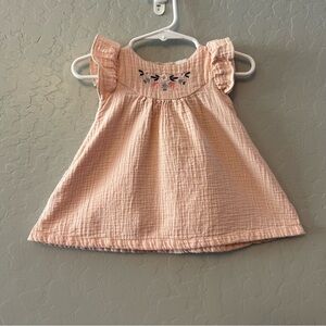 Nordstrom light pink muslin cotton floral embroidered dress 3 months